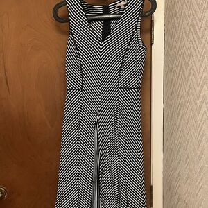 Banana Republic Black and White Chevron Midi Dress